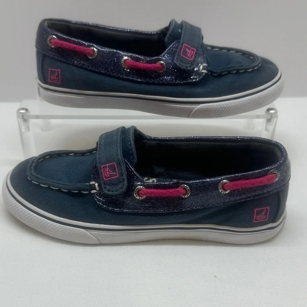 Sperry Loafers Girls size 11M Navy, Glitter and Pink - Picture 5 of 7